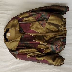 Vintage 80's-90's look pant suit gold, maroon, blue. Sz L.